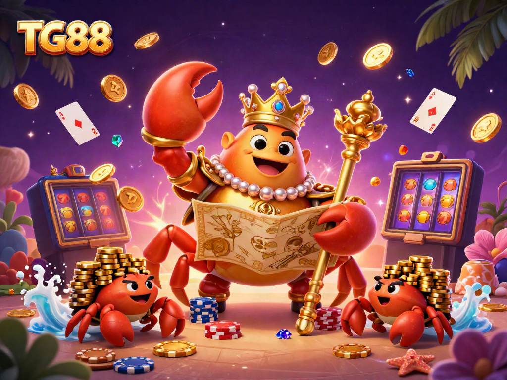 Watch the golden crab emperor and hermit crabs bring luck at the TG88 online casino with vibrant games and rich prizes.