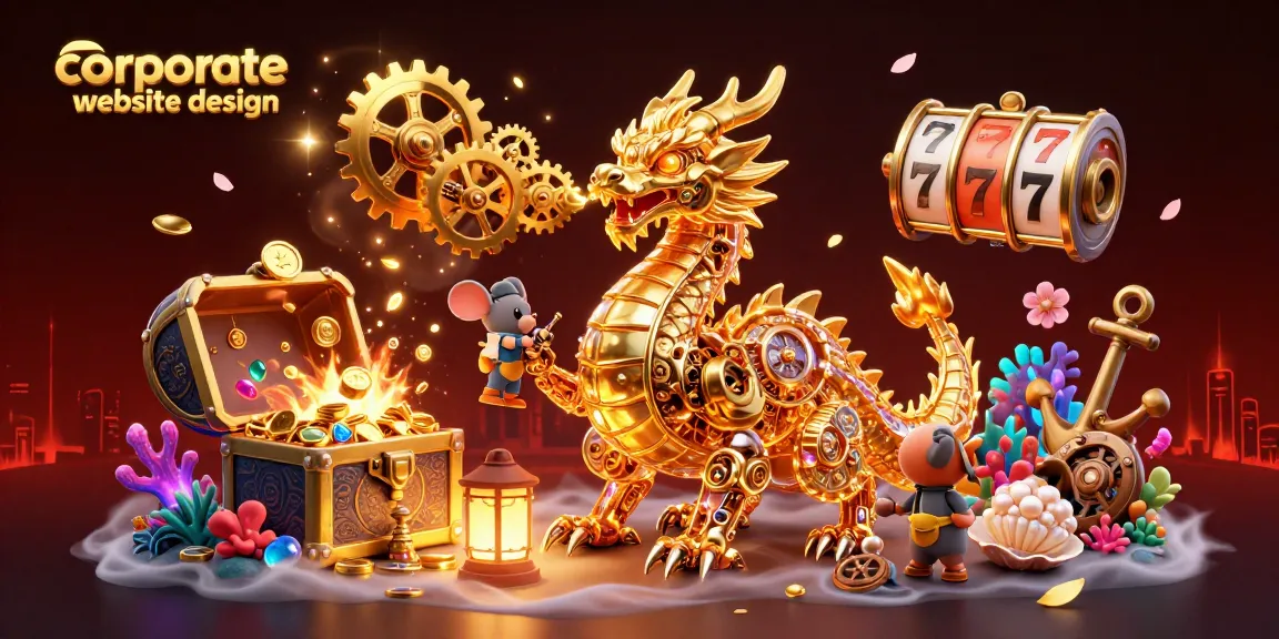 Experience high-impact corporate website design with gaming elements in a dazzling 3D illustration.