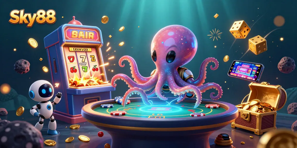 Engage in dynamic gameplay at Sky88 with an alien octopus and holographic poker!