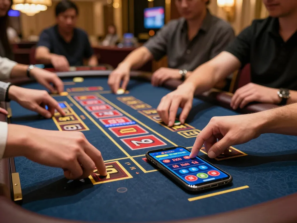 Players strategizing bets on tài xỉu.md5 at an online casino, showcasing digital gaming interface and intense action.