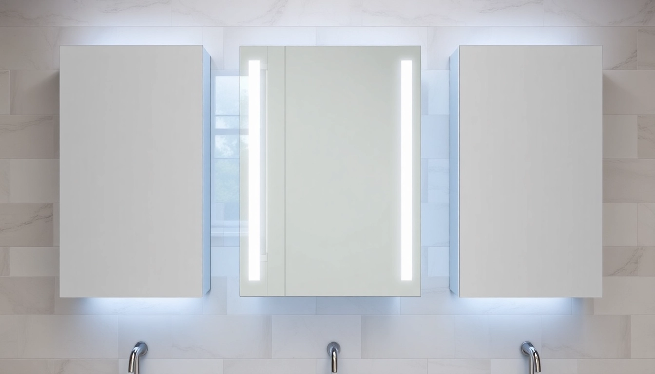 Showcase illuminated bathroom cabinets to enhance your bathroom's elegance and functionality.