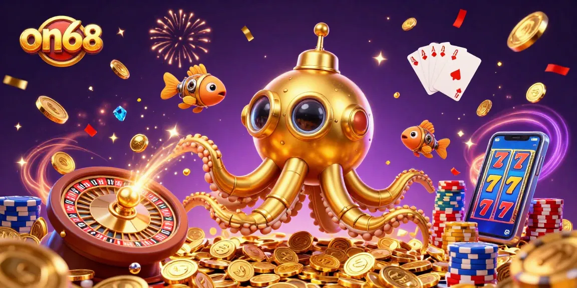 Engage in thrilling gaming adventures with on68's golden kraken and treasures.