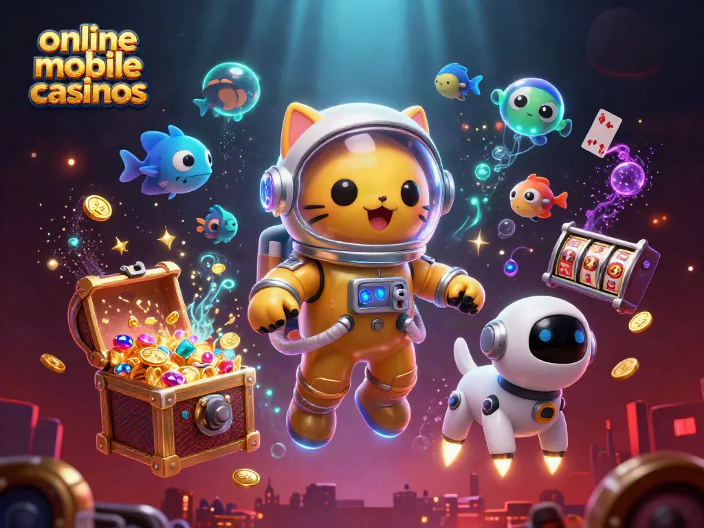 Engage with online mobile casinos through dynamic games with vibrant illustrated characters.