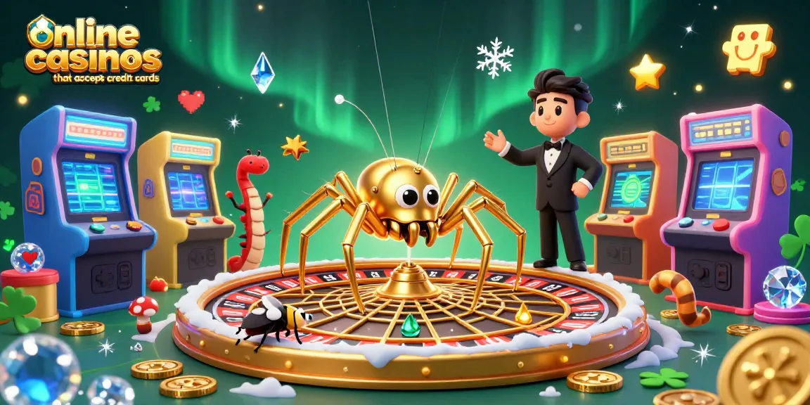 Experience thrilling gameplay at online casinos that accept credit cards, featuring vibrant characters and casino elements.
