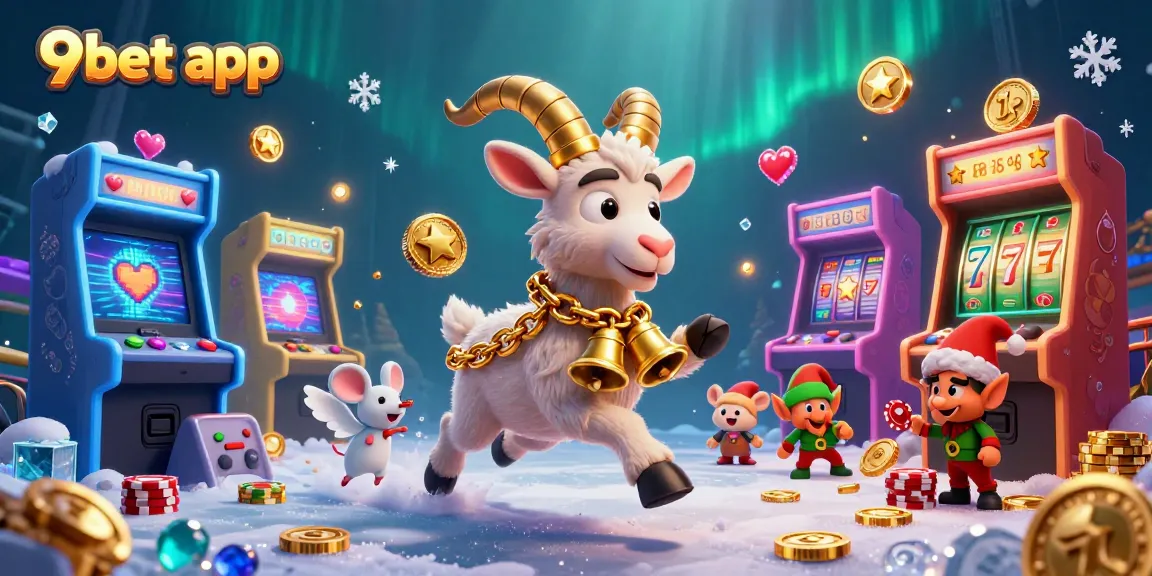 Experience the thrilling fun of the 9bet app in this festive casino scene with playful characters.