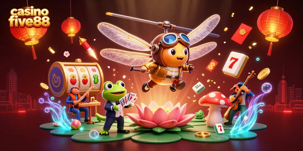 Experience the excitement of casino five88 with vibrant characters and casino elements in a playful 3D scene.