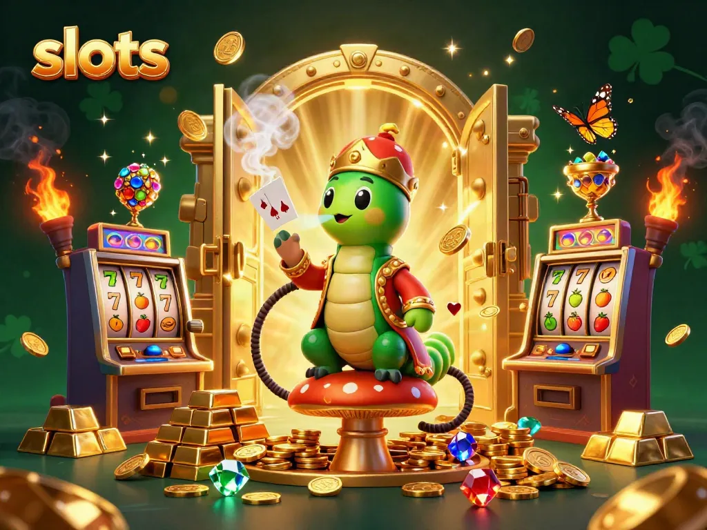 Spin exciting slots with a dynamic illustration of a caterpillar hookah-master and vibrant casino elements.