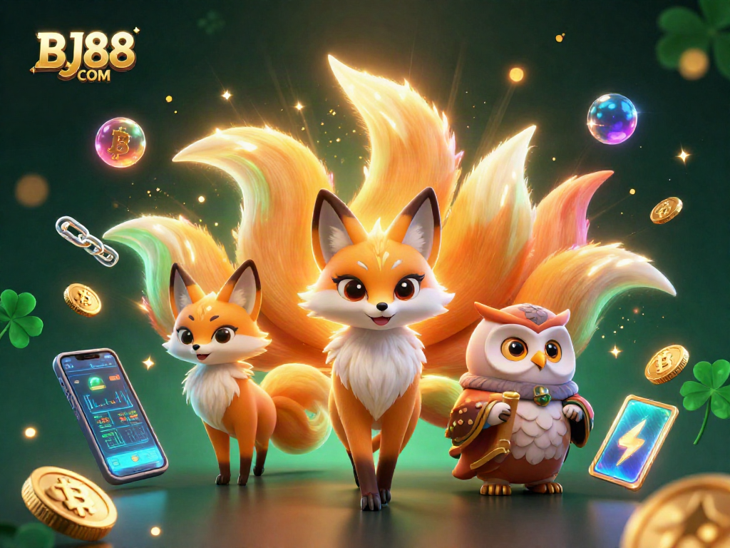 Engage with thrilling gameplay at BJ88 COM through vibrant characters and crypto-themed visuals.