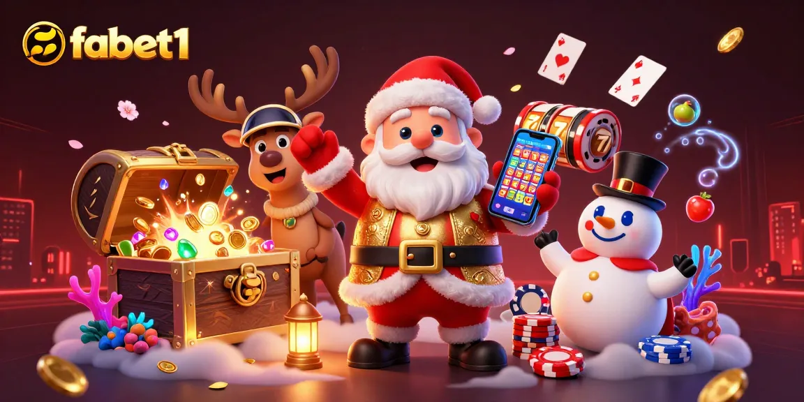 Spin slots with fabet1's cartoon Santa and friends for a jackpot adventure!