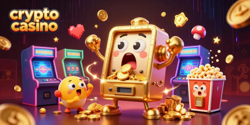 Vinci con i migliori giochi nel crypto casino, mentre la slot machine d'oro colpisce il jackpot.
