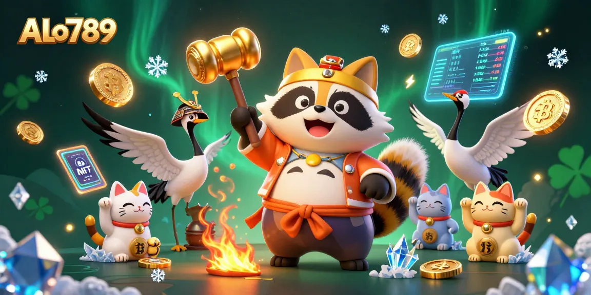 Engage with ALo789's dynamic cockfighting arena, featuring vibrant characters and cryptocurrency elements for an immersive experience.