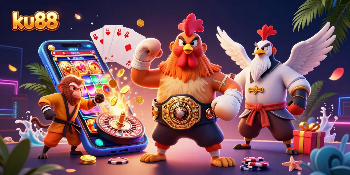 Bet on ku88 with exclusive 3D illustrated characters in an engaged casino scene
