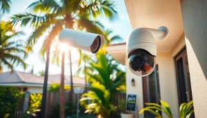 Cámaras Ezviz instaladas en una casa soleada de Guanacaste, garantizando seguridad y monitoreo.