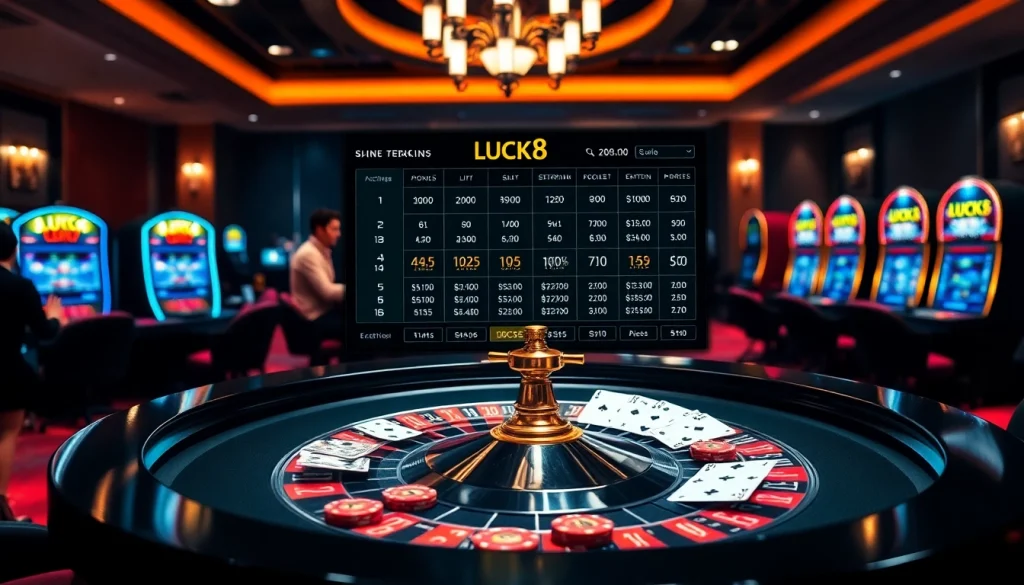 A thrilling roulette table featuring LUCK8 branding, inviting players to engage in exciting betting.